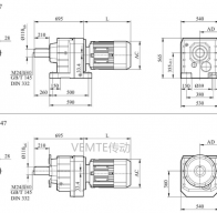 RC147 RCF147 RC147P減速機(jī)電機(jī)型號及尺寸圖